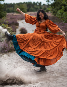 Vaiana Lange Jurk Warm Oranje