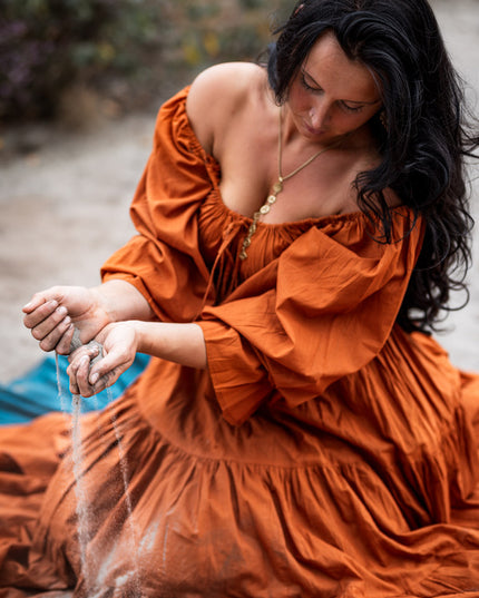 Vaiana Lange Jurk Warm Oranje