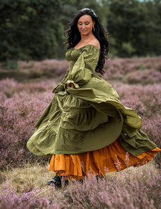 Vaiana Lange Jurk Olijfgroen