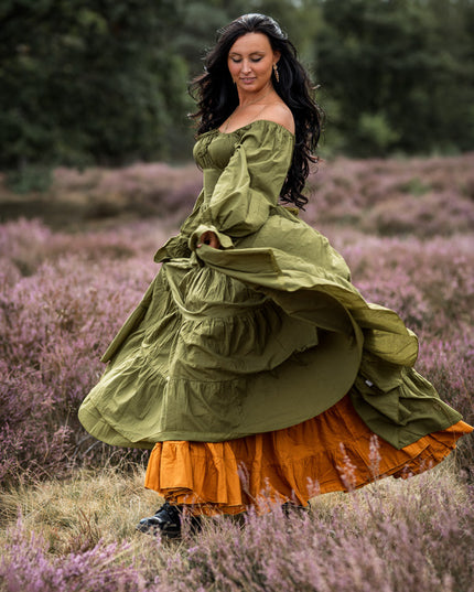 Vaiana Lange Jurk Olijfgroen