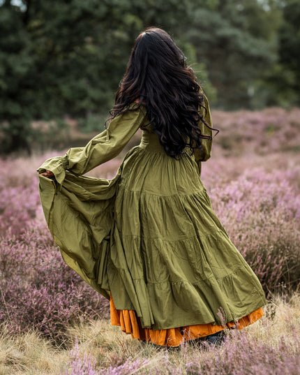 Vaiana Lange Jurk Olijfgroen