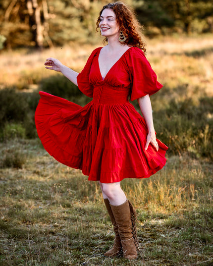 Tara Jurk Kort Knalrood