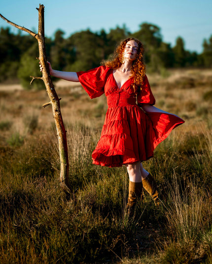 Tara Jurk Kort Knalrood