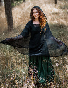 Kapuzenponcho Schwarz