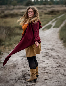 Hooded Cardigan Sweater Maroon Red