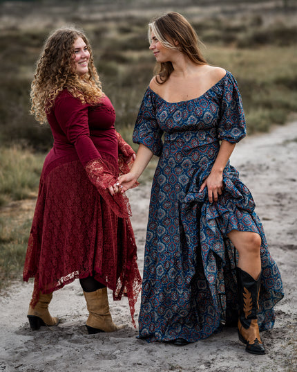 Morgana Boho Dress Maroon Red