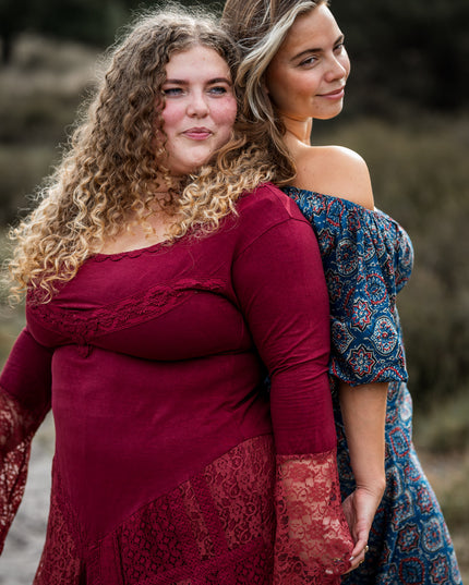 Morgana Boho Dress Maroon Red