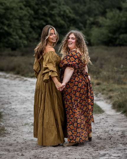 Grace Jurk Print Zwart