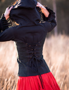 Elven Hoodie Top Schwarz