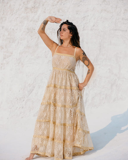 Litha Dress Lang Gebroken Wit