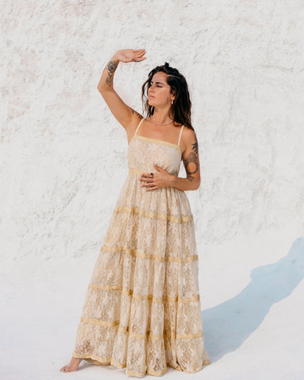 Litha Dress Lang Gebroken Wit