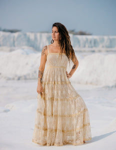 Litha Dress Lang Gebroken Wit