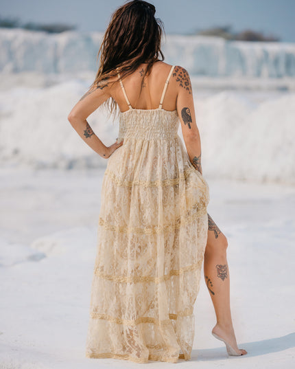 Litha Dress Lang Gebroken Wit