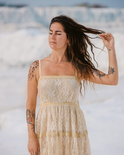 Litha Dress Lang Gebroken Wit