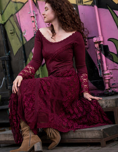 Morgana Boho Dress Maroon Red