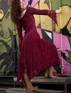 Morgana Boho Dress Maroon Red