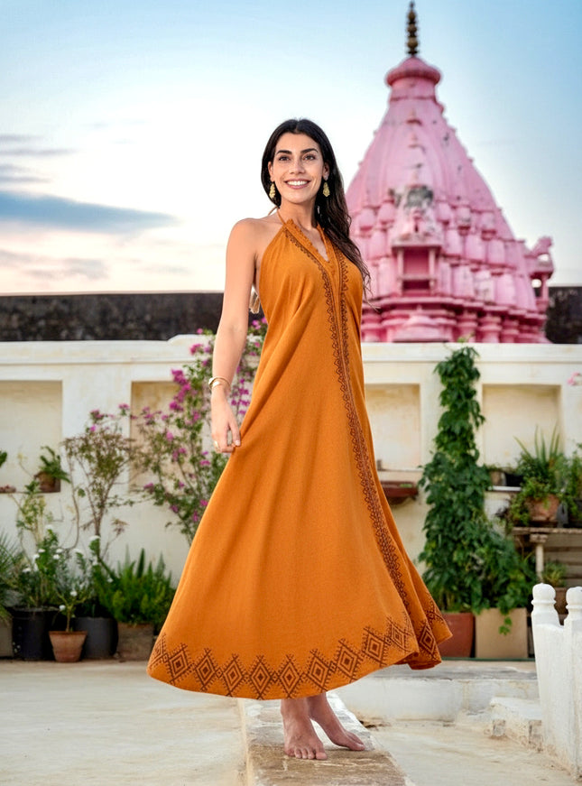 Moonflower zomerjurk Oker