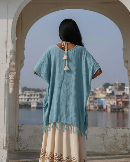 Desert Breeze poncho Lichtblauw