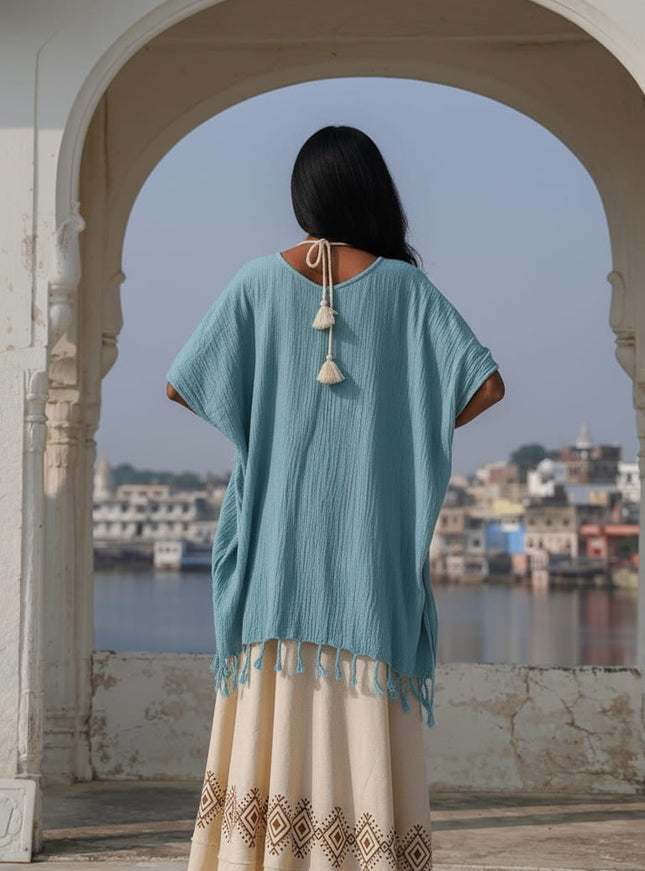 Desert Breeze poncho Lichtblauw