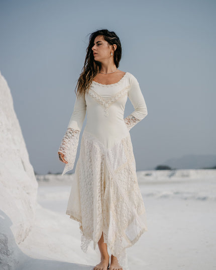 Morgana Boho Dress Off White