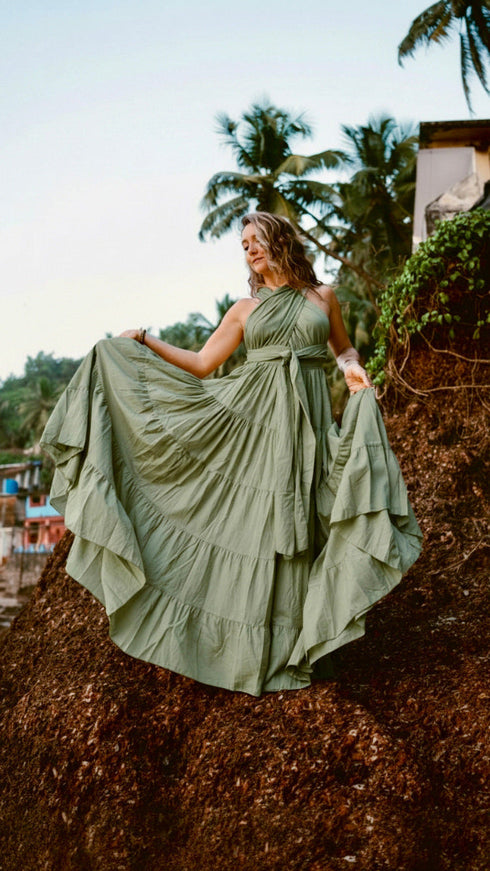 Durga - de ultieme zomerjurk Mosgroen