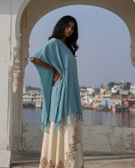 Desert Breeze poncho Lichtblauw