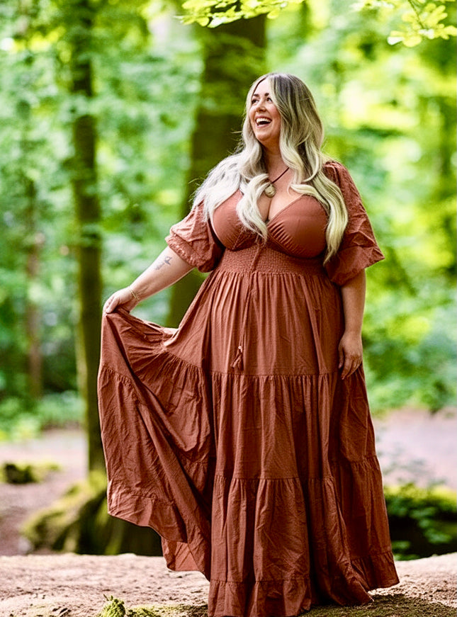 Tara Kleid lang Warm Orange 