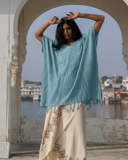 Desert Breeze poncho Lichtblauw