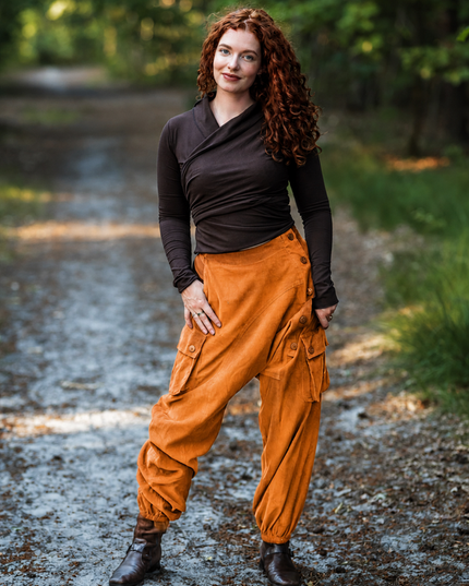 Harem broek Ribcord Oker