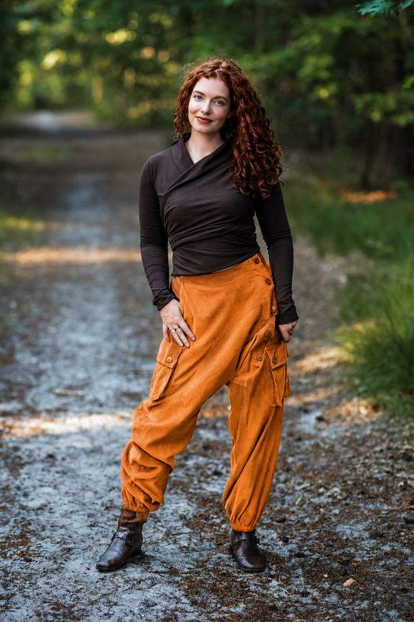 Harem broek Ribcord Oker