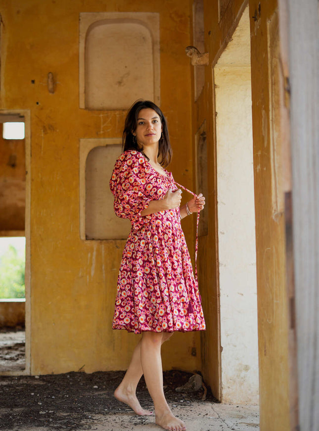Korte Vaiana Jurk print rood