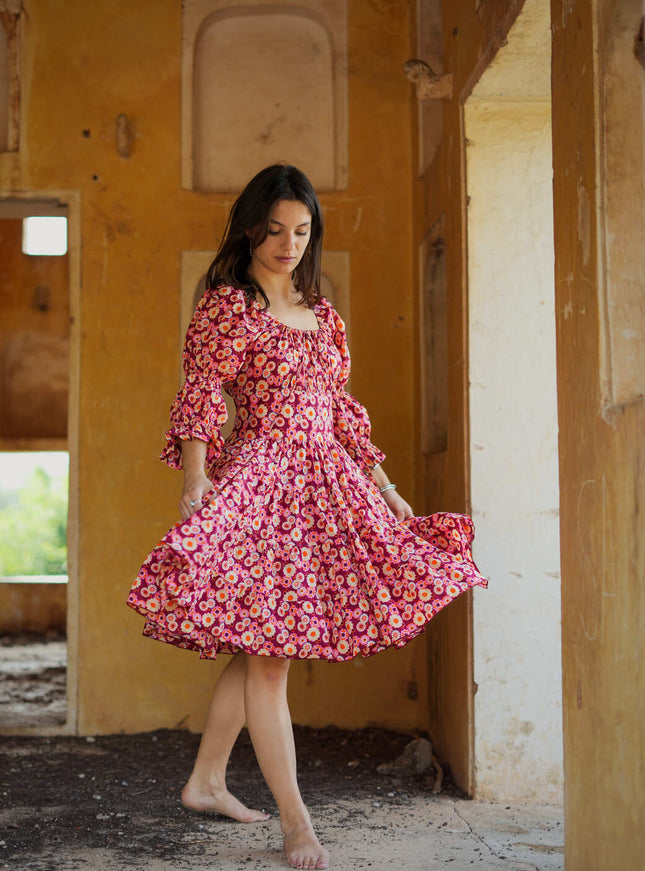 Korte Vaiana Jurk print rood