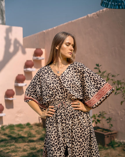 Kaftan lang zwarte panter