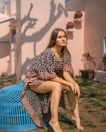 Kaftan lang zwarte panter