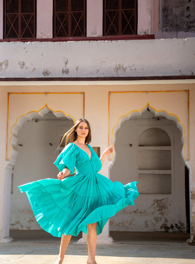 Tara Jurk Midi Turquoise