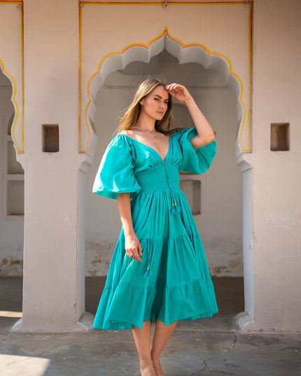 Tara Dress Long Green
