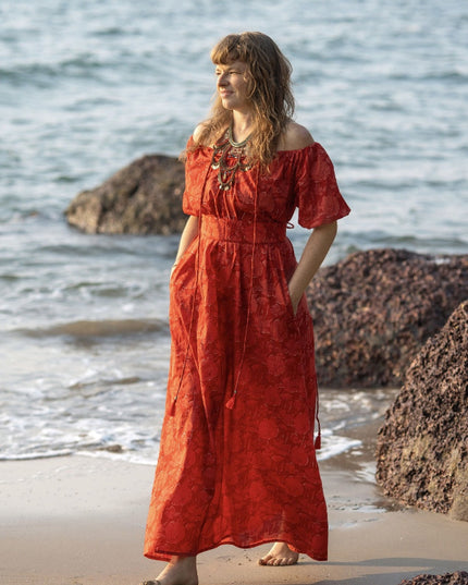 Selene Zomerjurk - Bohemian Maxi Jurk Rood