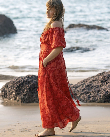 Selene Zomerjurk - Bohemian Maxi Jurk Rood