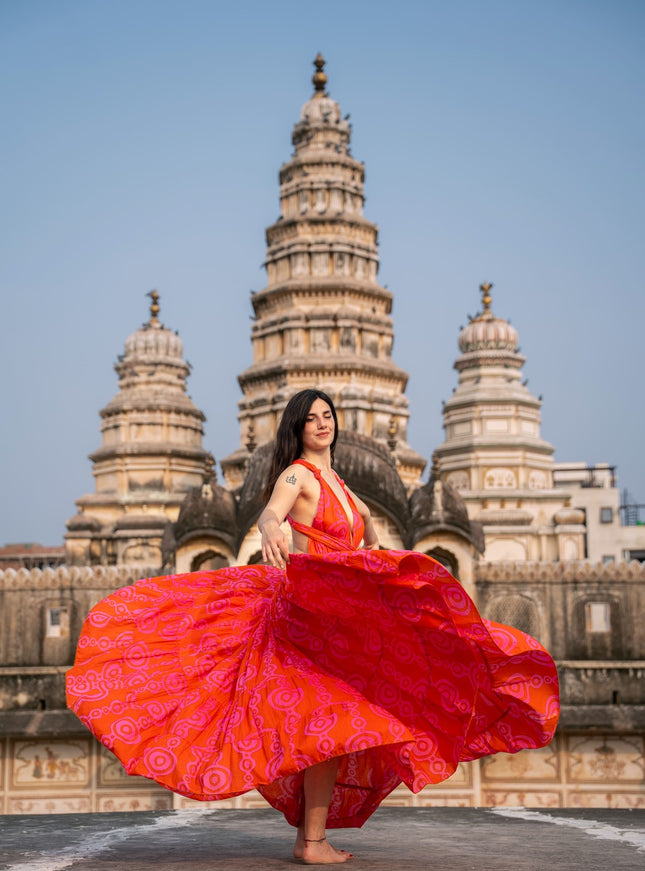 Durga - de ultieme zomerjurk Print roze / Rood