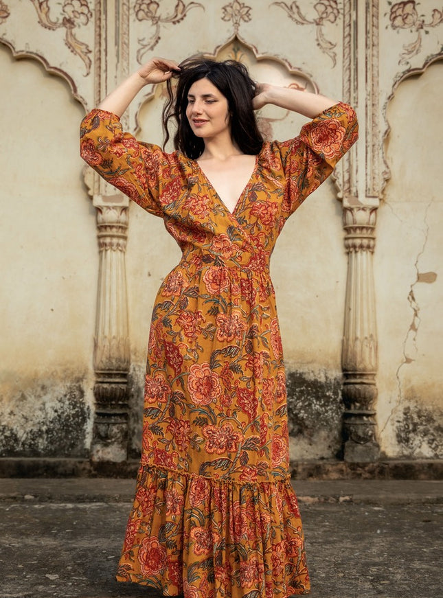 Devi Jurk Print Oker