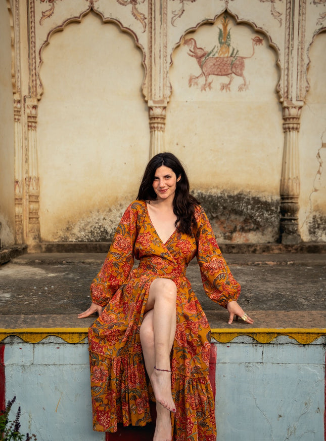 Devi Jurk Print Oker