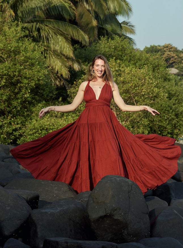 Durga - de ultieme zomerjurk Warm rood