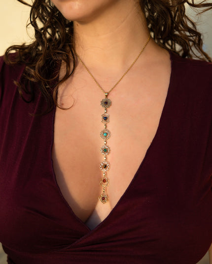 Chakra ketting met stenen – handgemaakt in India