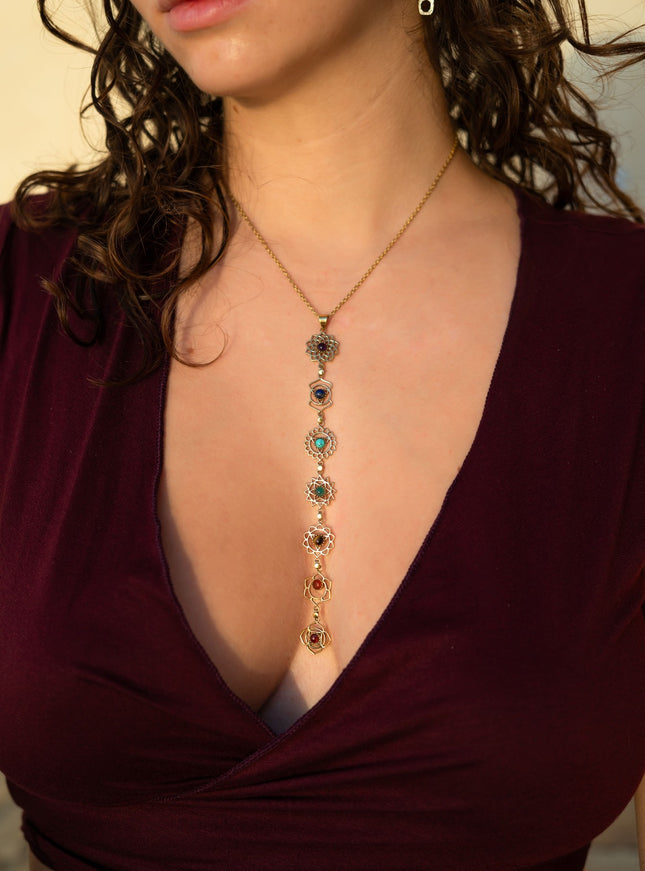 Chakra ketting met stenen – handgemaakt in India