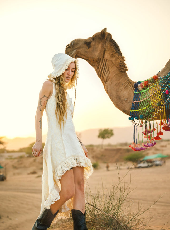 Boho Festival jurk Gebroken wit