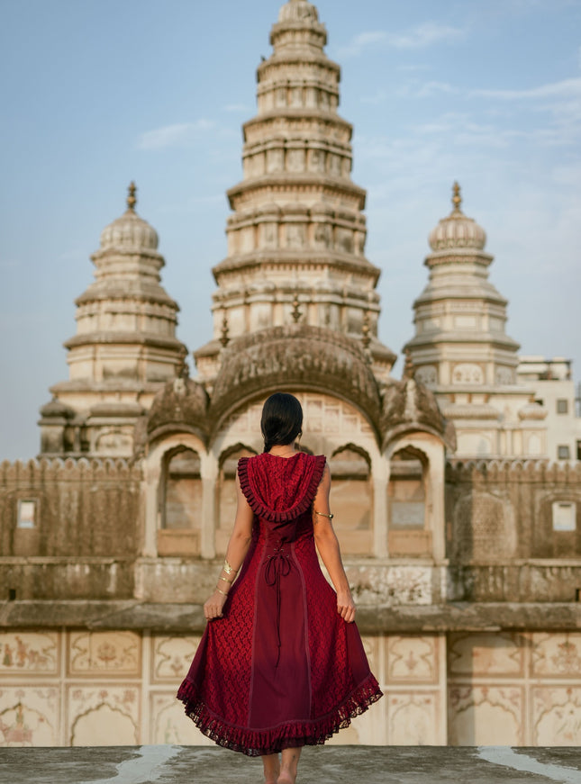 Boho Festival jurk Marroon Rood