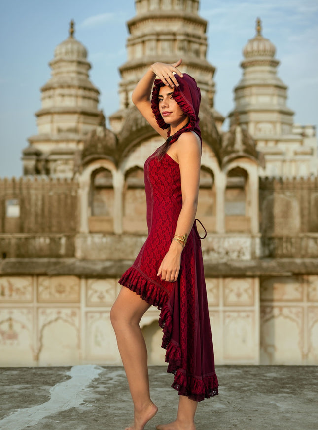 Boho Festival jurk Marroon Rood