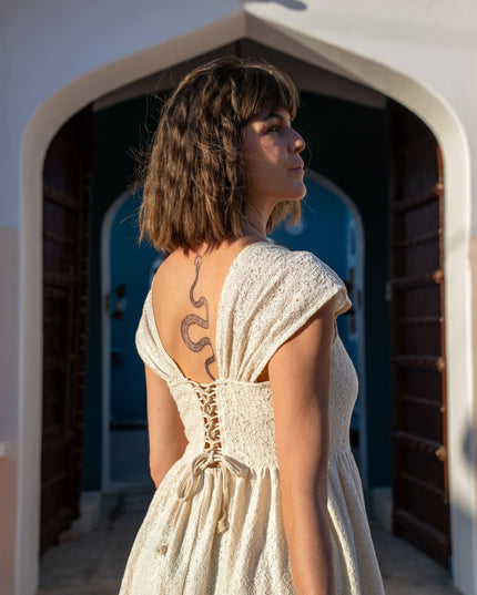 Bohemian Trouwjurk van Kant Gebroken wit