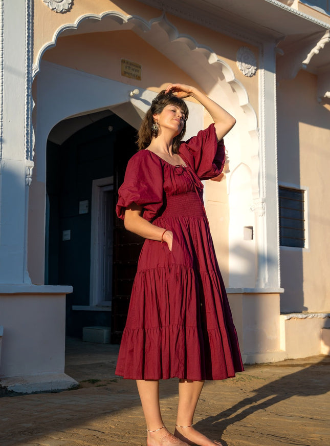 Vaimagic Midi jurk Burgundy