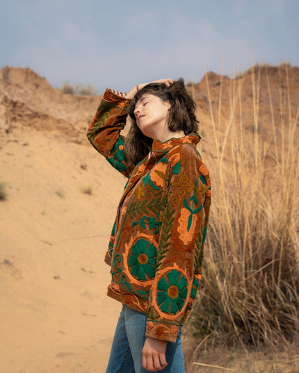 Velvet Suzani Jacket Oker